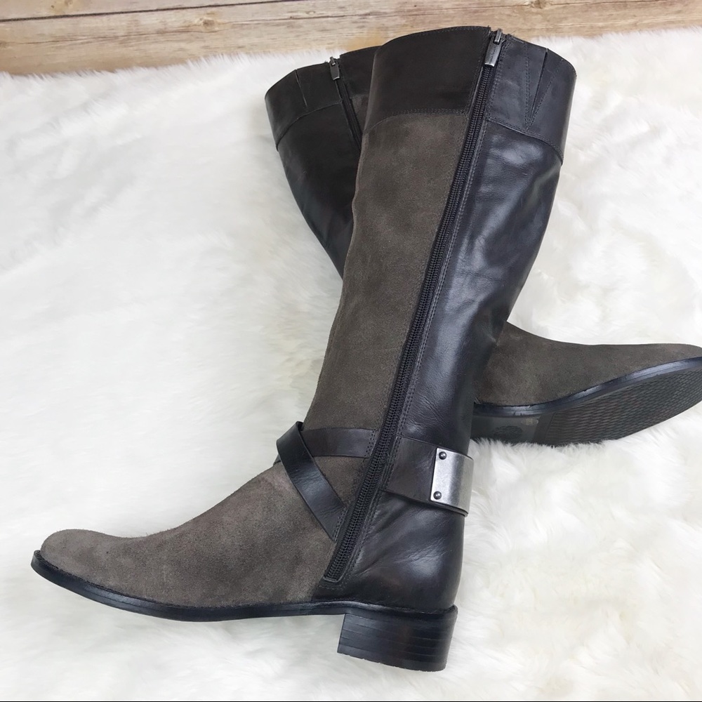 New Vince Camuto Jaran Leather Suede Riding Boots - Picture 3 of 8